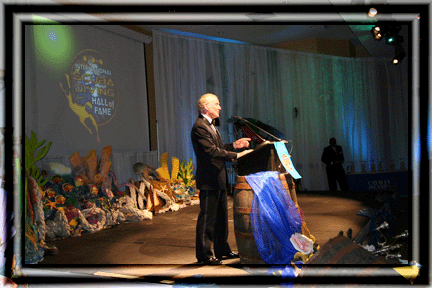 Carl giving his speech at induction