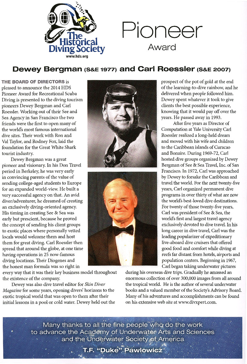 Diving Pioneer Award Program Article